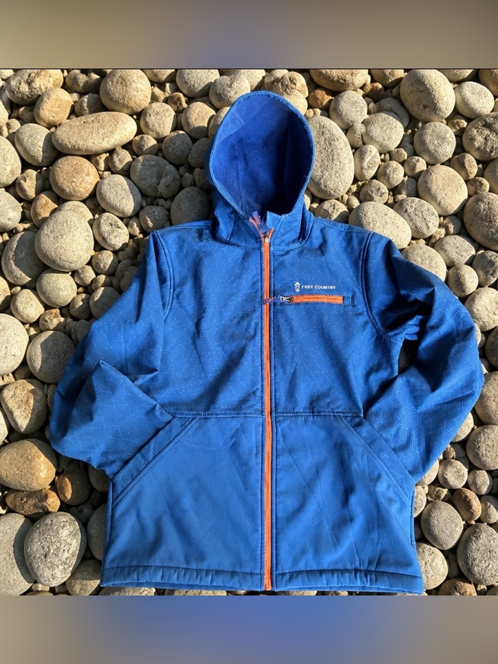 Free Country Royal Blue Hooded Jacket with Orange Zipper